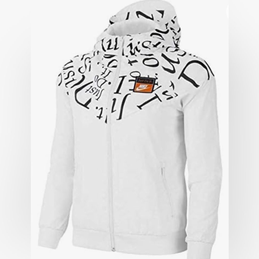 Nike Sportswear Windrunner Windbreaker Youth Hooded Logo White Jacket Size M New